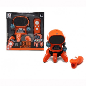 ربات کنترلی شش پا موزیکال و رقصنده نارنجی Dancing ROBOT on remote control RC music light orange -اسباب بازی